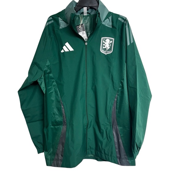 adidas Other - New Mens Aston Villa Adidas Training All Weather Full Zip Jacket Dark Green